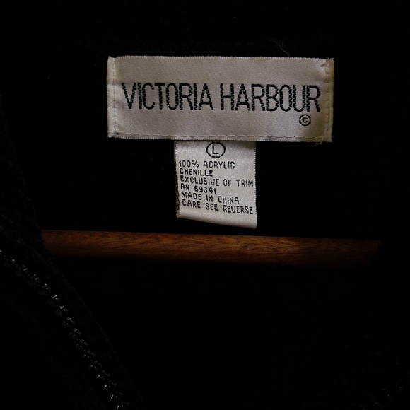 Vintage Chenille Full-Zip Black Sweater Jacket - Sz Large - Picture 4 of 5